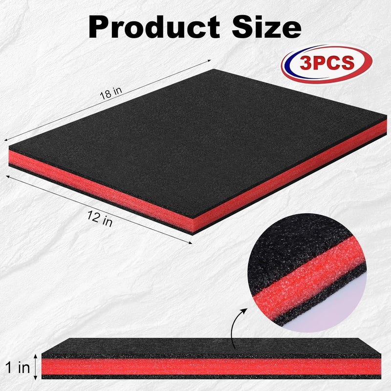 DGSL Tool Box Foam 3 Pack, 18x12x1 In Foam Inserts for Cases, Cuttable Polyethylene Storage Sheets, Tool Box Organizer, Kaizen Organizer Sheets - Image 2